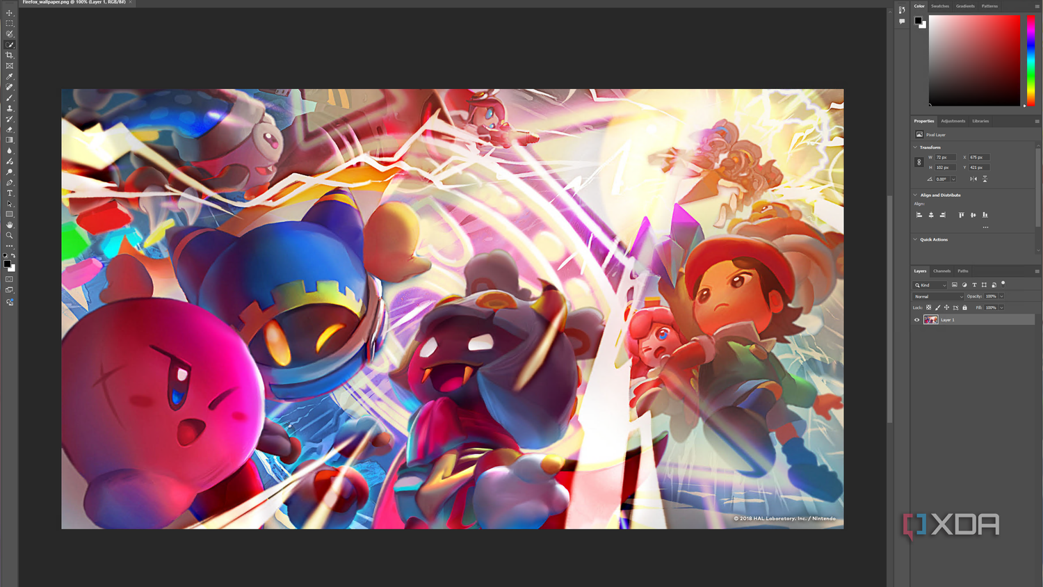 Screenshot of Adobe Photoshop being used to edit a photo on Linux through WinApps