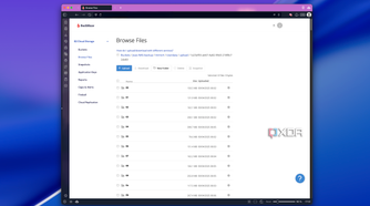 Screenshot of the Backblaze file browser on the web showing a series of folders in a list