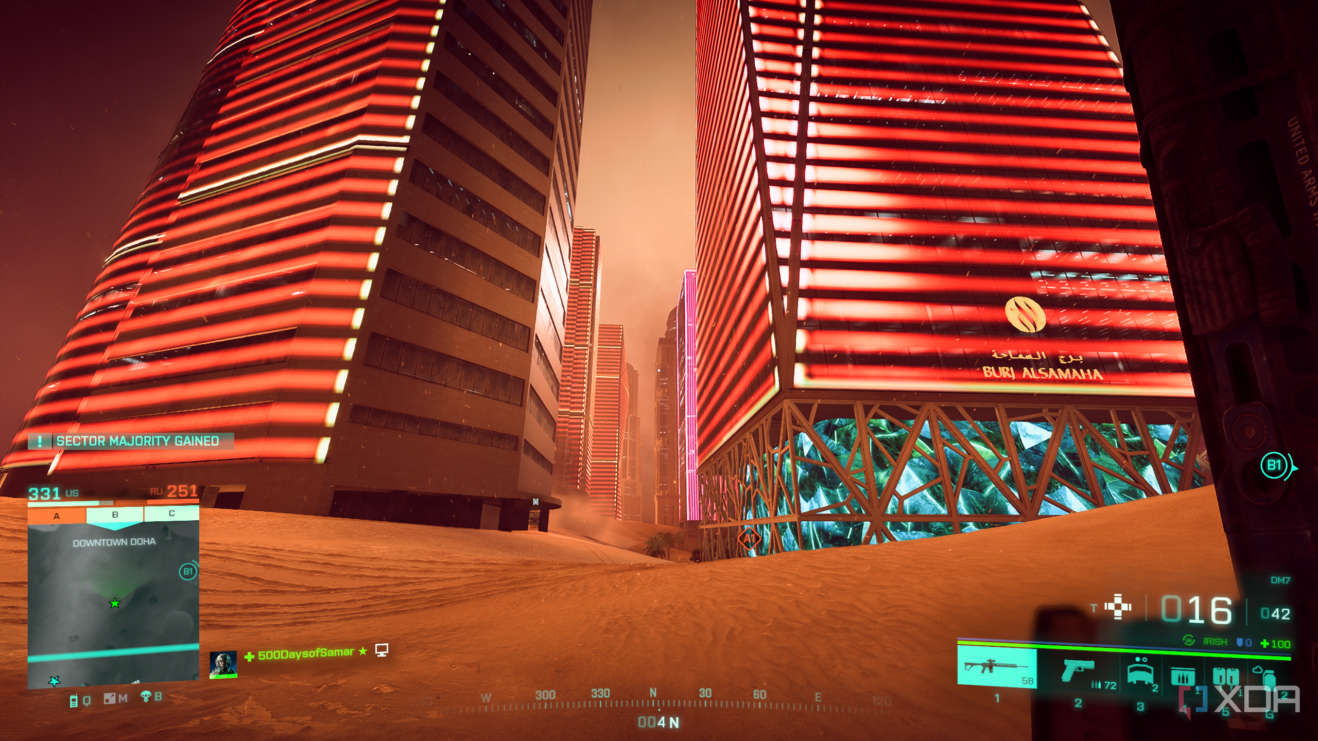 A sandstorm in Battlefield 2042.