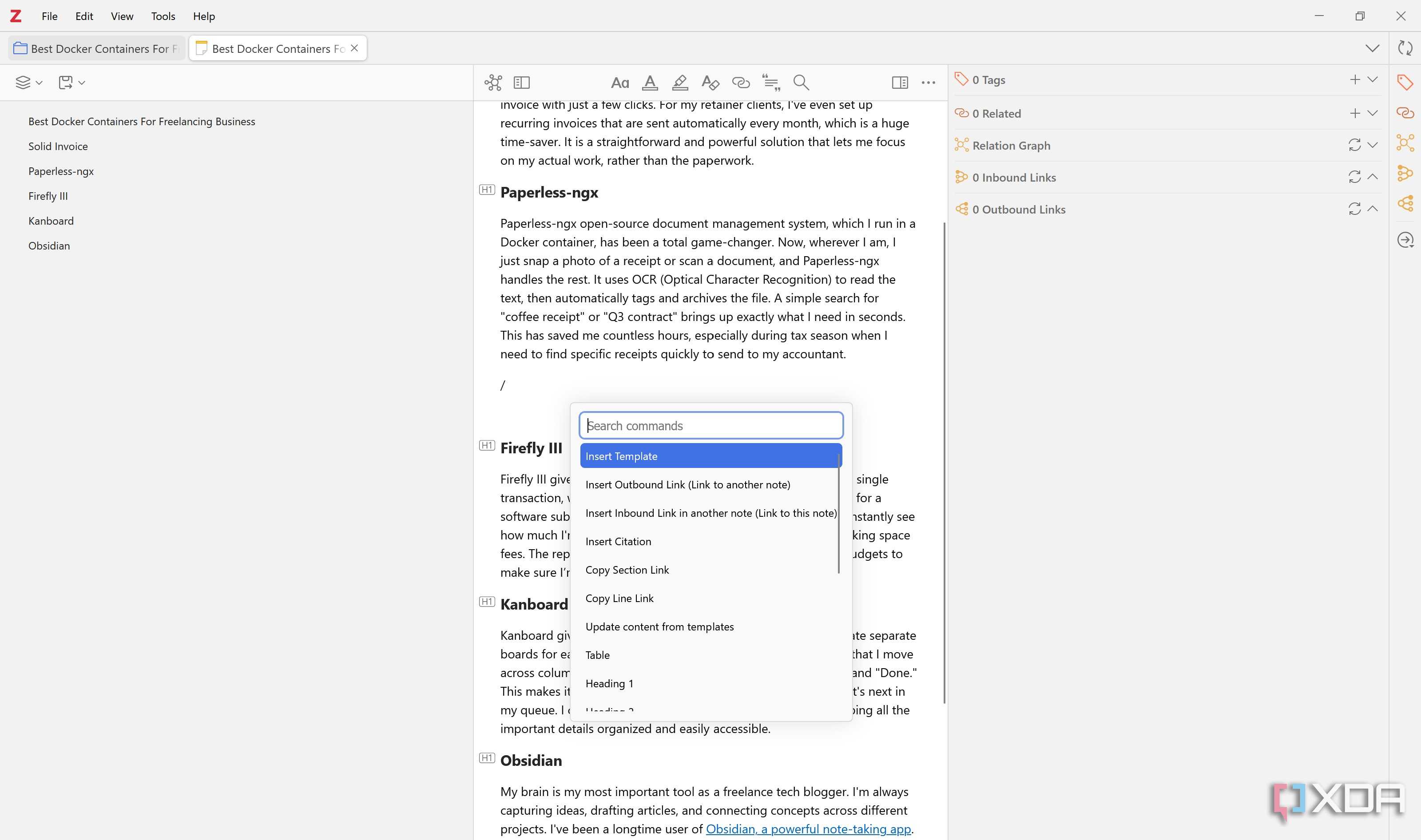 Commands in Better Notes plugin