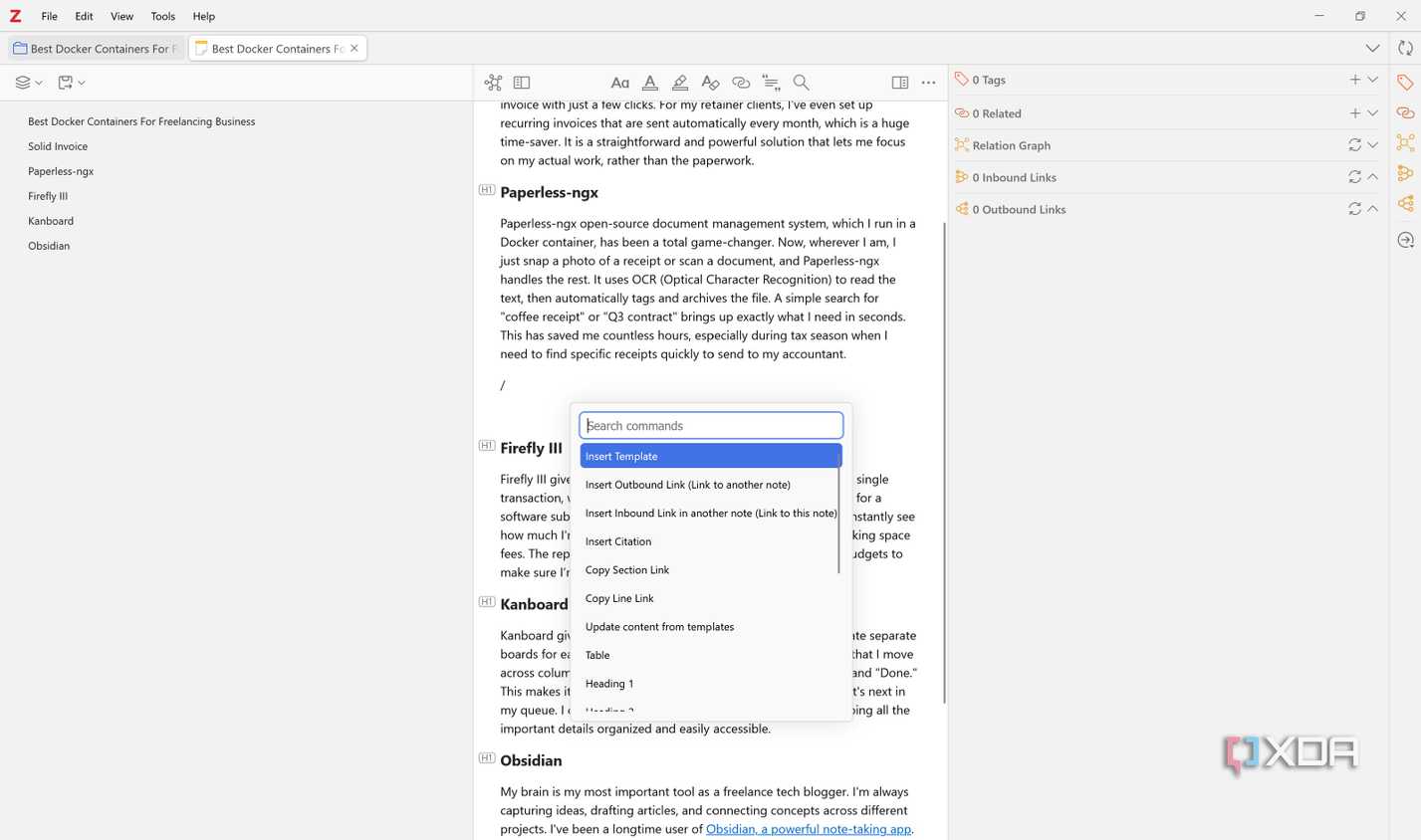 Commands in Better Notes plugin