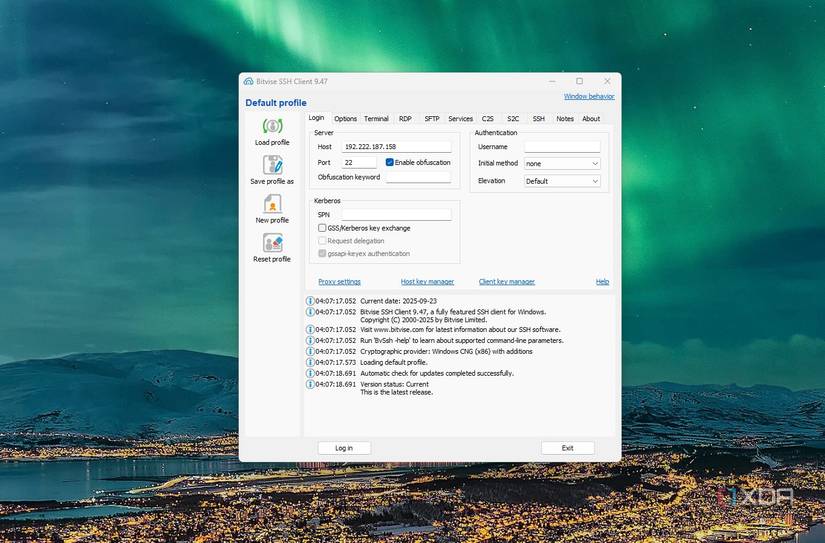 User interface of Bitvise