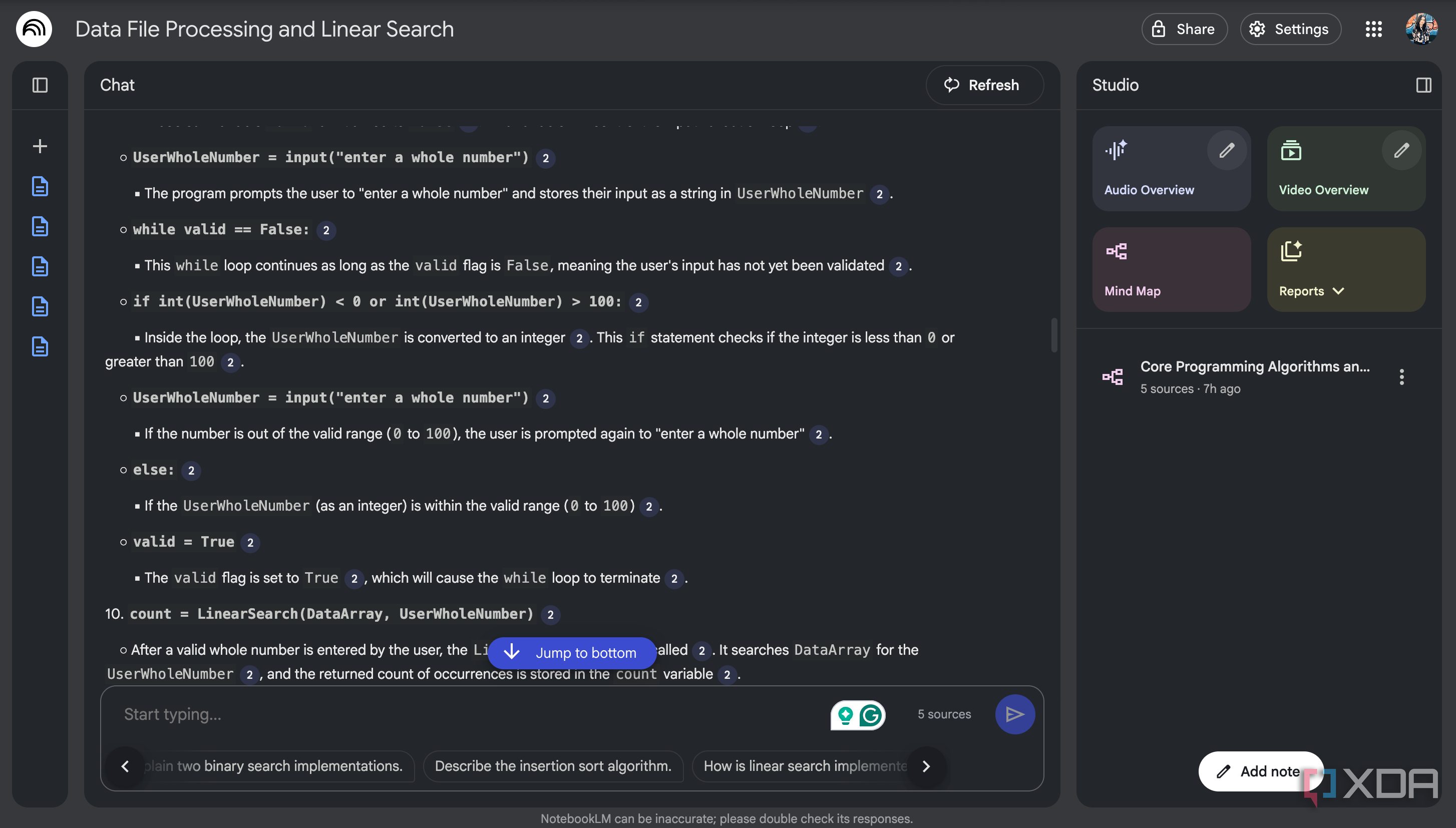 breakdown of code by NotebookLM