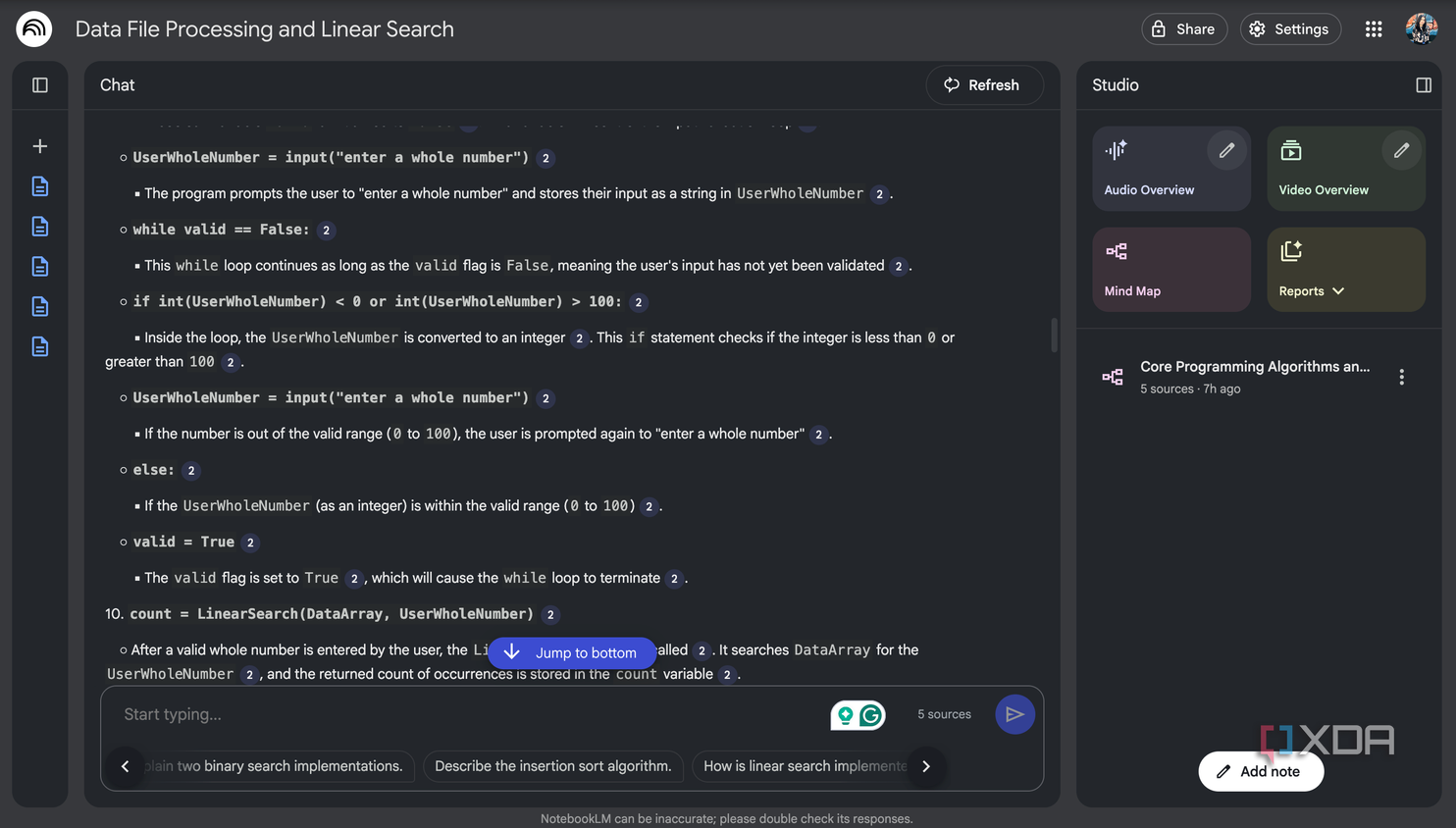 breakdown of code by NotebookLM