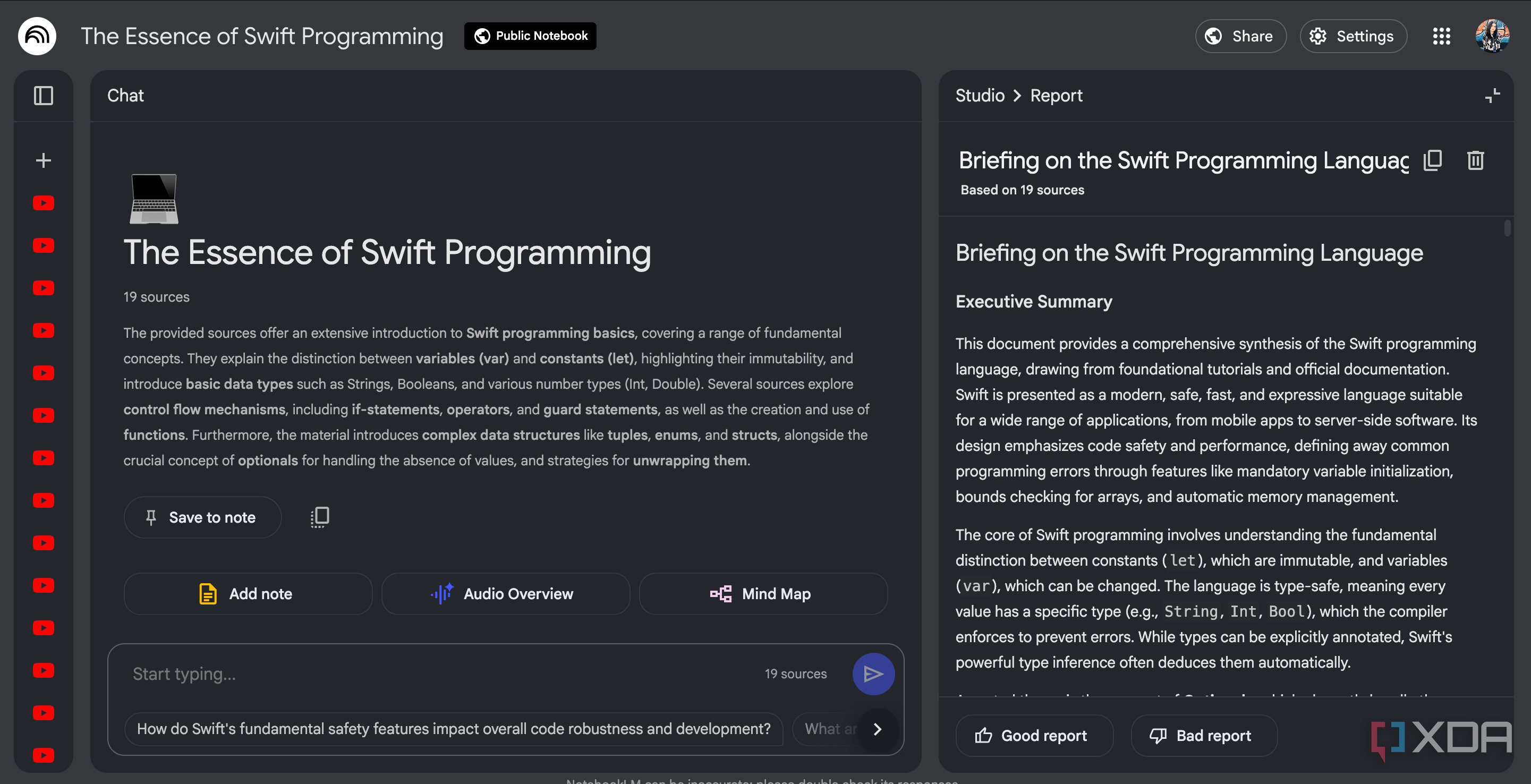 Briefing Doc Report format in NotebookLM