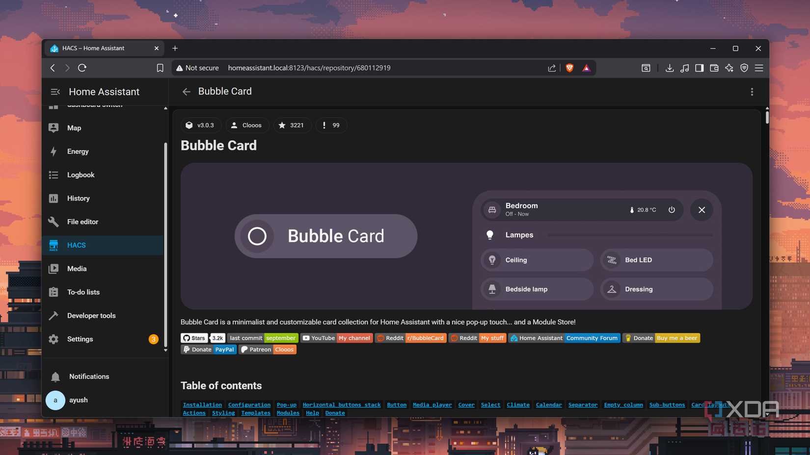 The Bubble Card integration in HACS