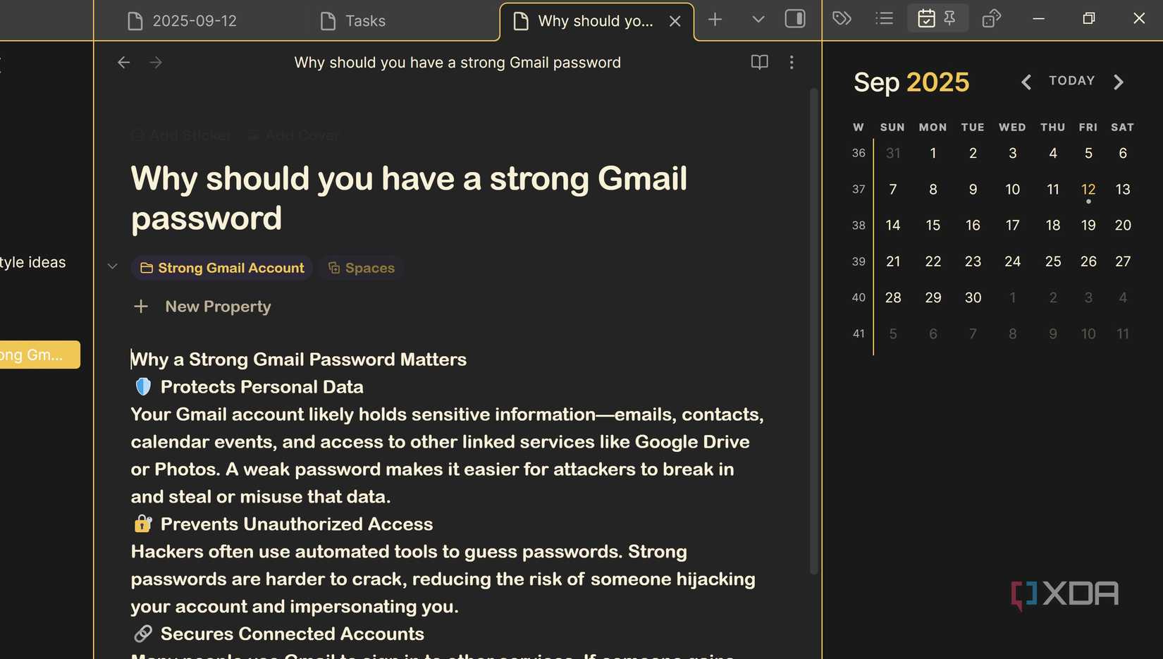 Calendar app at the top right corner displaying the entire month