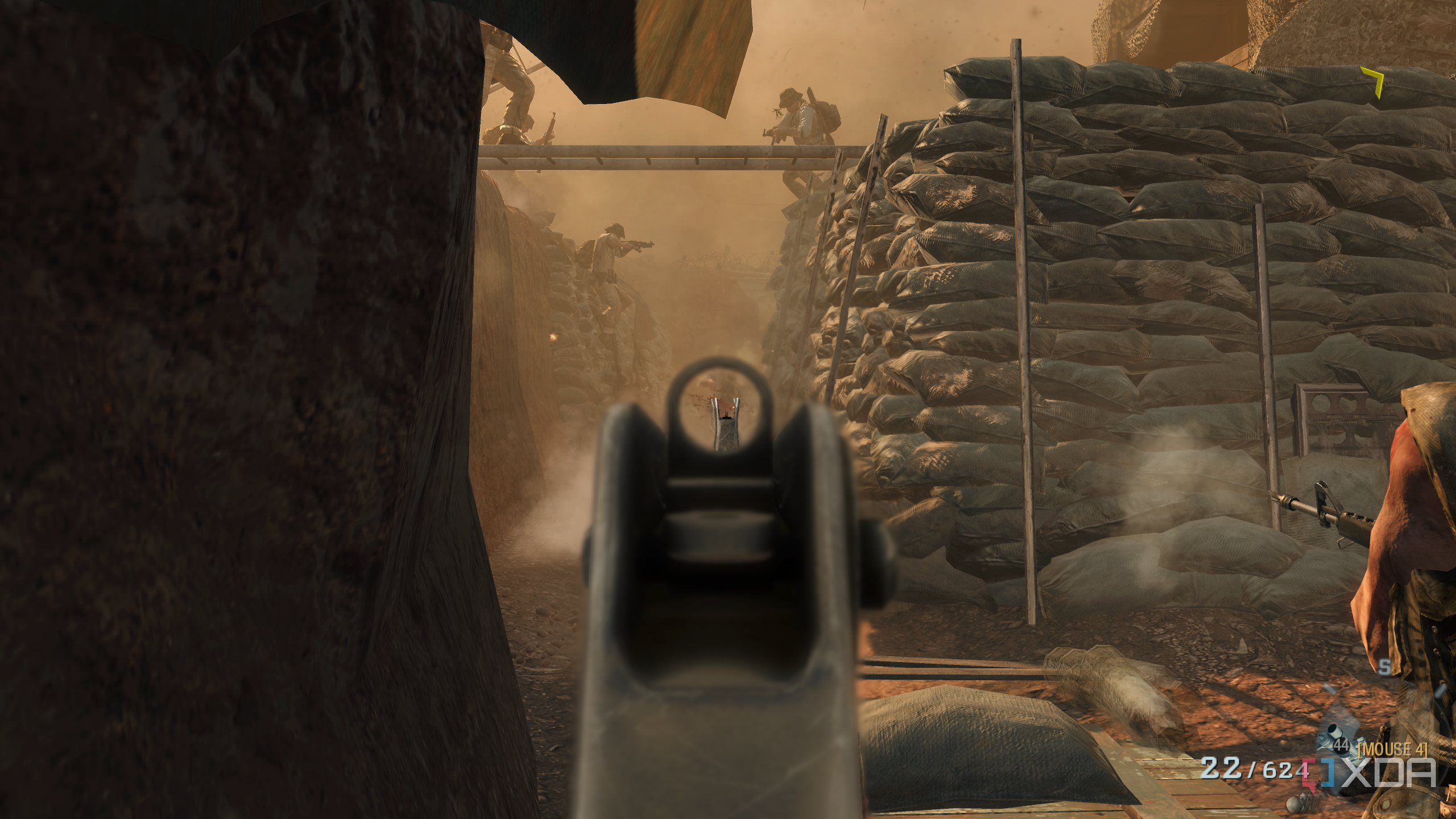 Combat in the Vietnamese trenches in Call of Duty: Black Ops 1.