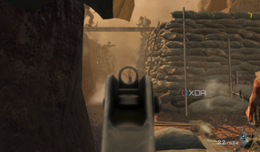 Combat in the Vietnamese trenches in Call of Duty: Black Ops 1.