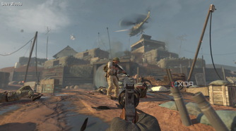Mason shooting a Vietnamese soldier in Call of Duty: Black Ops 1.