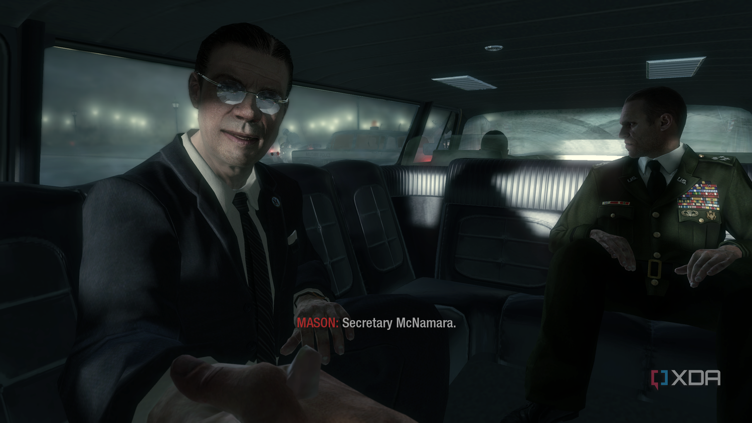 Secretary MacNamara in a limousine in Black Ops 1.