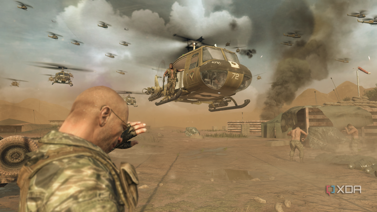 Frank Woods arriving on a chopper in Vietnam.