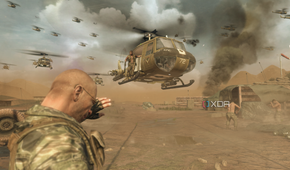 Frank Woods arriving on a chopper in Vietnam.