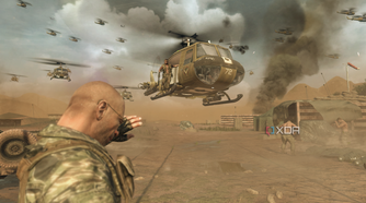 Frank Woods arriving on a chopper in Vietnam.