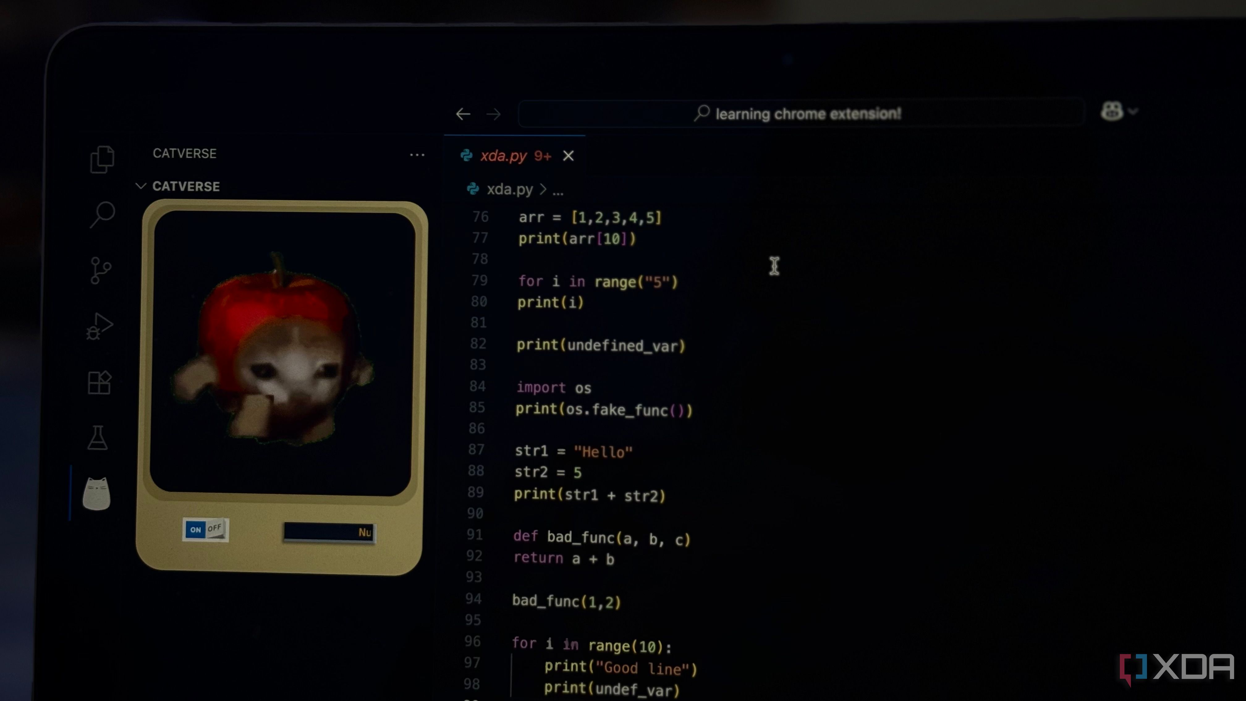 Cat extension displayed in VS Code next to code-1