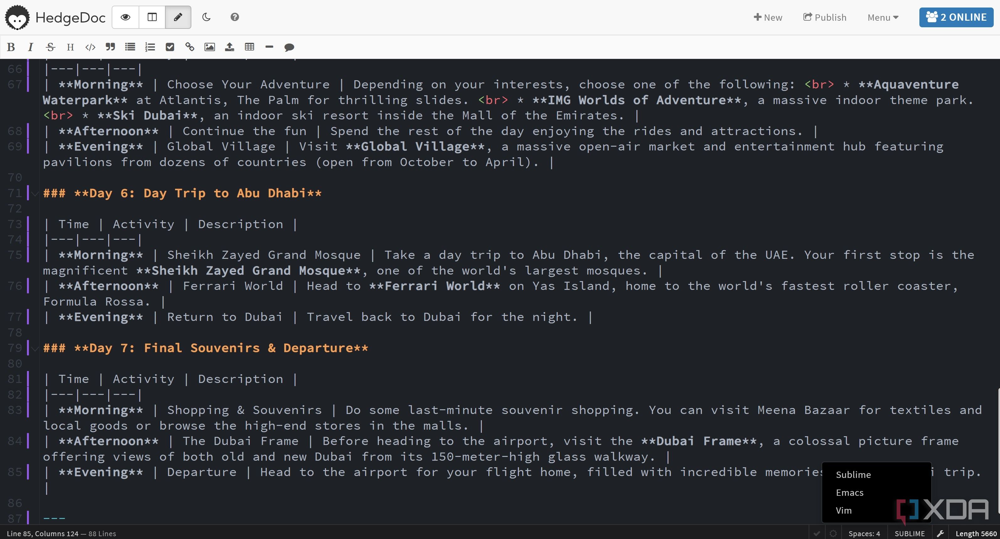 Change editor type in HedgeDoc