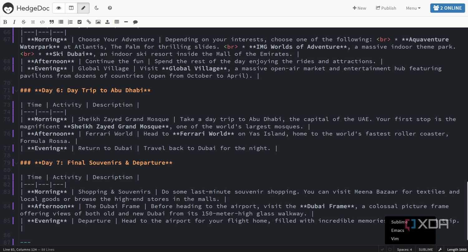 Change editor type in HedgeDoc