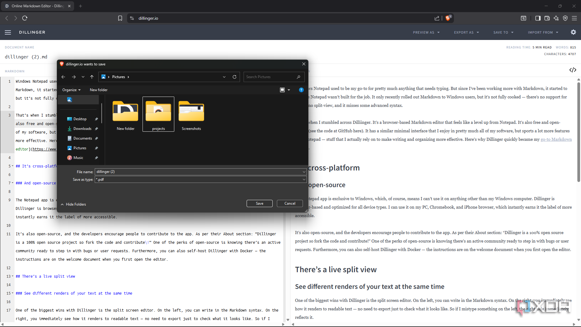 This free browser-based Markdown editor replaced Windows Notepad for me