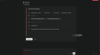 Comet Assistant scheduling a call
