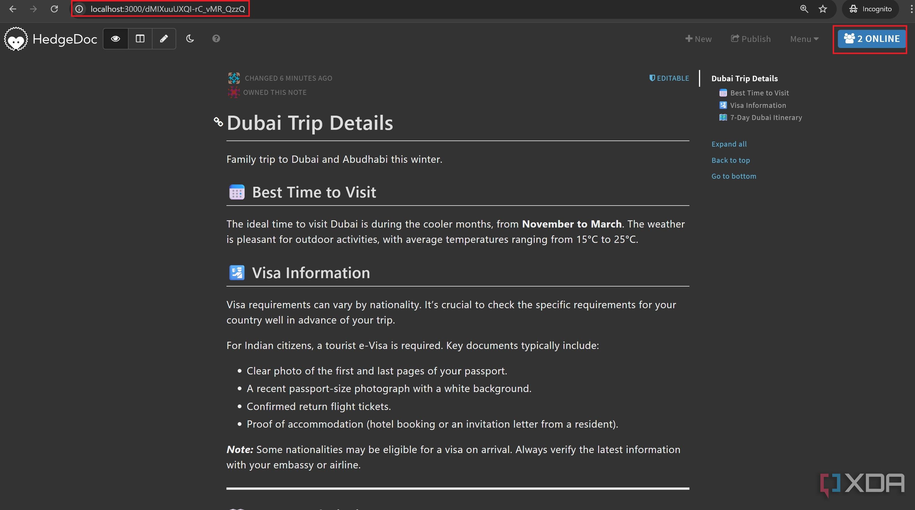 Document URL to share docs