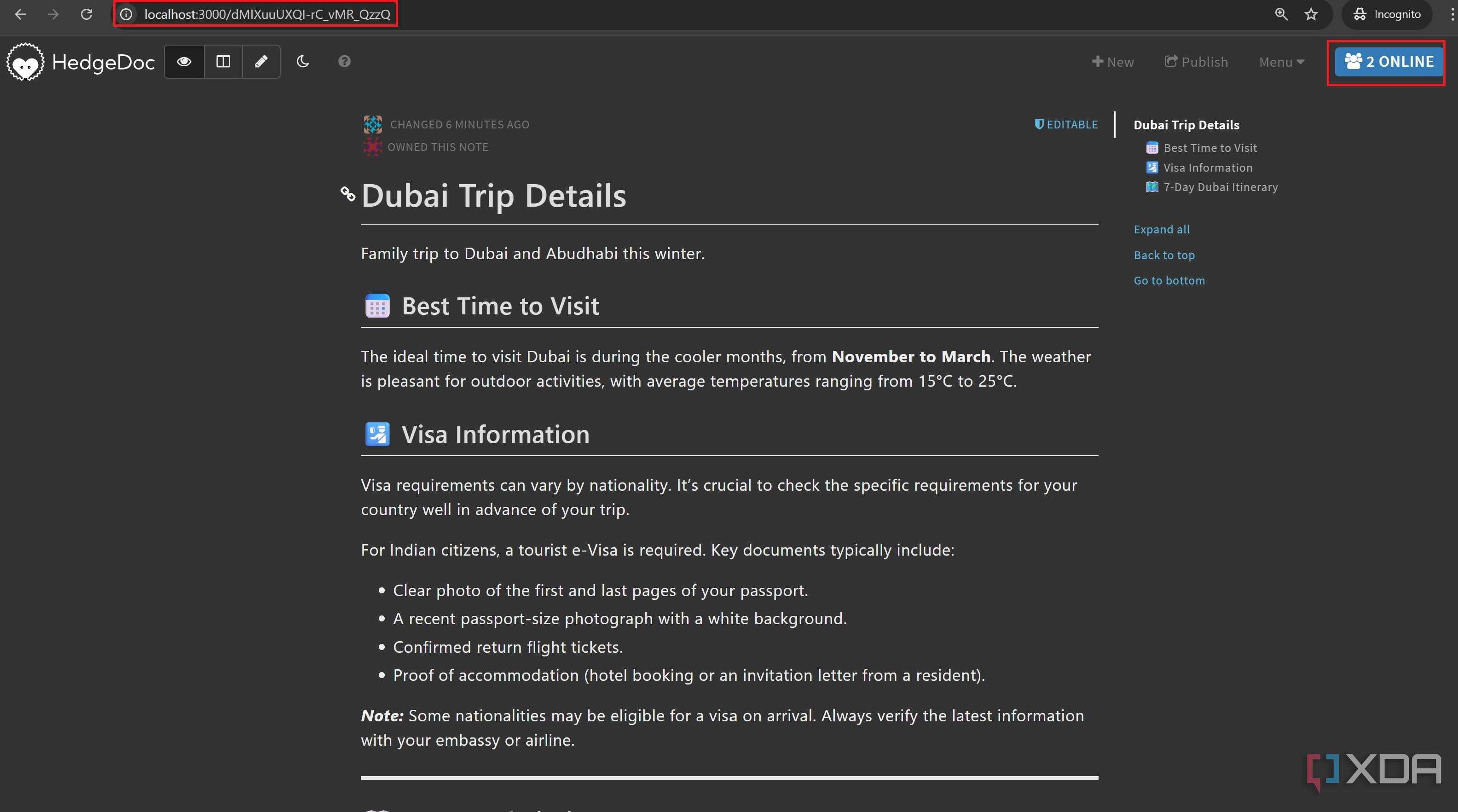 Document URL to share docs