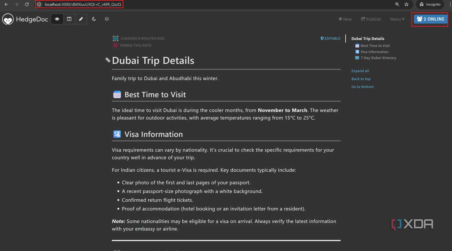 Document URL to share docs