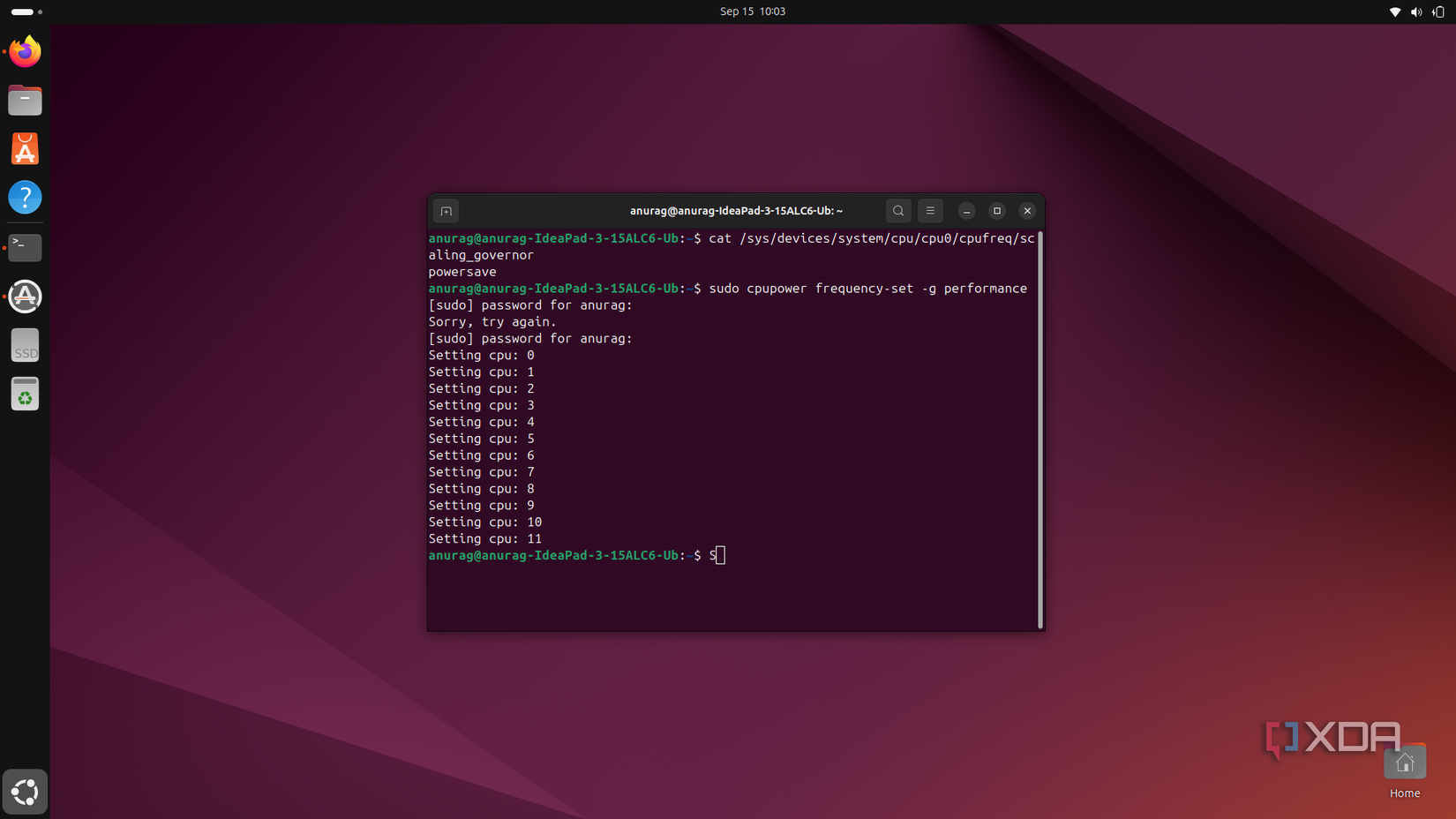 Changing CPU governer in Ubuntu