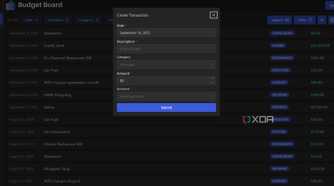 Create new transaction Budget Board