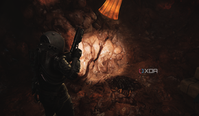A lamp stuck inside an Orphan Nest in Cronos: The New Dawn.