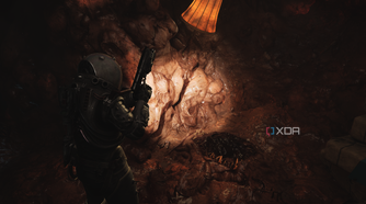 A lamp stuck inside an Orphan Nest in Cronos: The New Dawn.