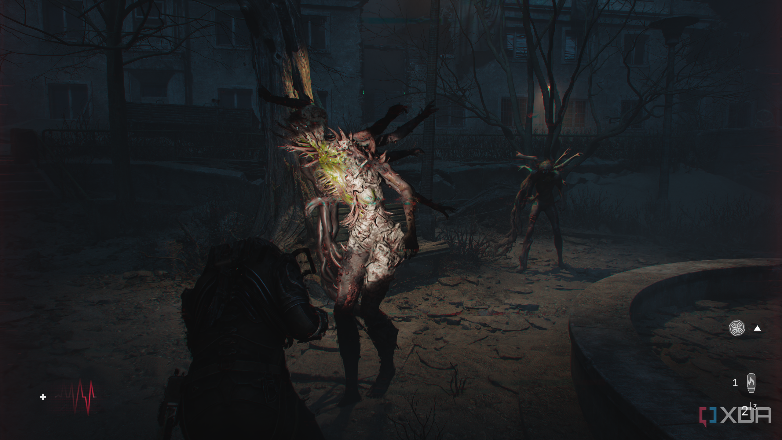 A mutated Orphan approaching The Traveler in Cronos: The New Dawn.