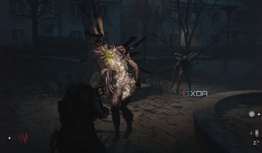 A mutated Orphan approaching The Traveler in Cronos: The New Dawn.