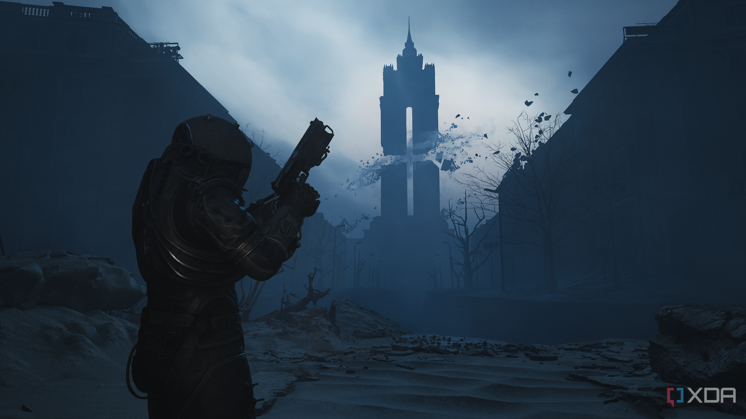 The Traveler looking at a monument split in half in Cronos: The New Dawn.