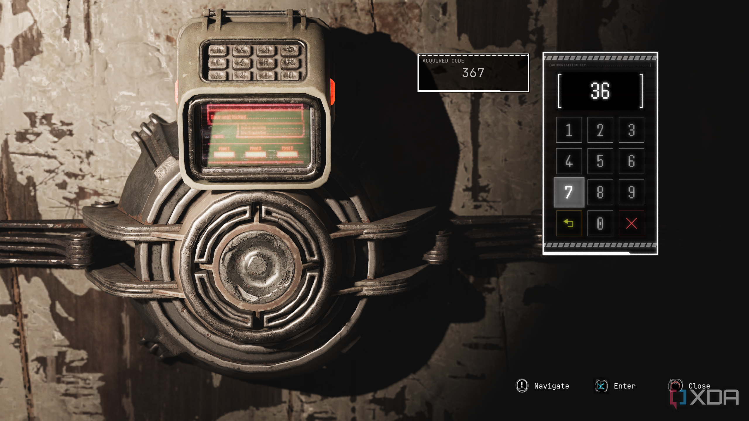 A sealed gate lock with a keypad in Cronos: The New Dawn.