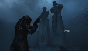 Two statues of steelworkers in Cronos: The New Dawn.
