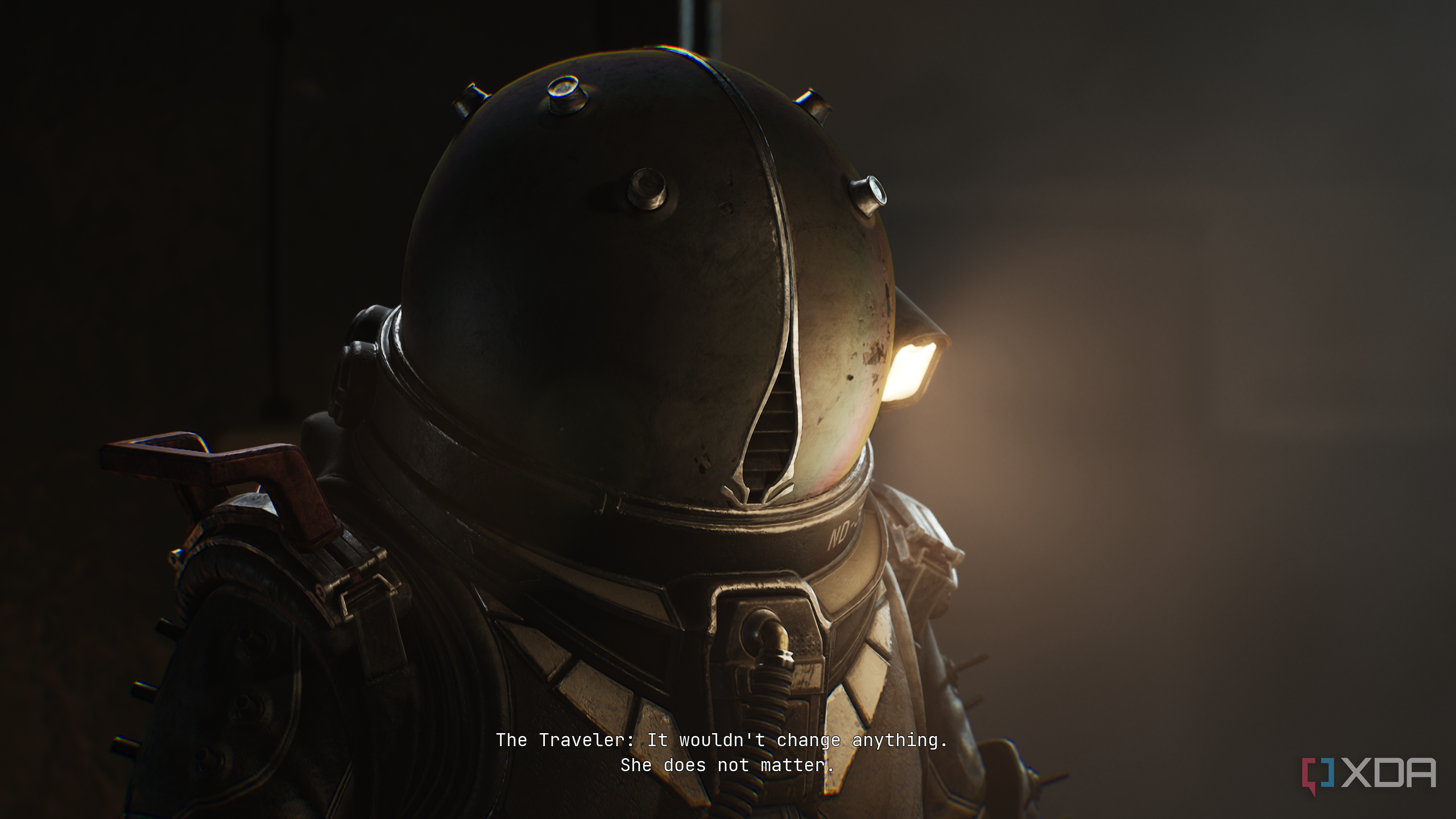 The Traveler and her flashlight in Cronos: The New Dawn.