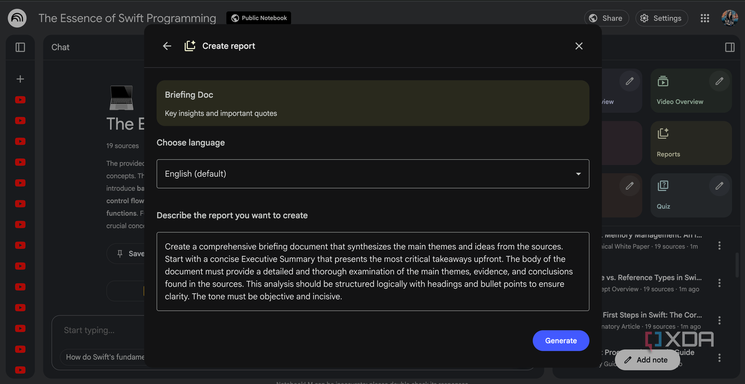 Customizing Briefing Doc in NotebookLM