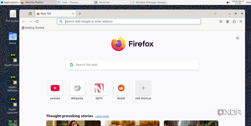 captura de pantalla de dietpi xfce firefox esr