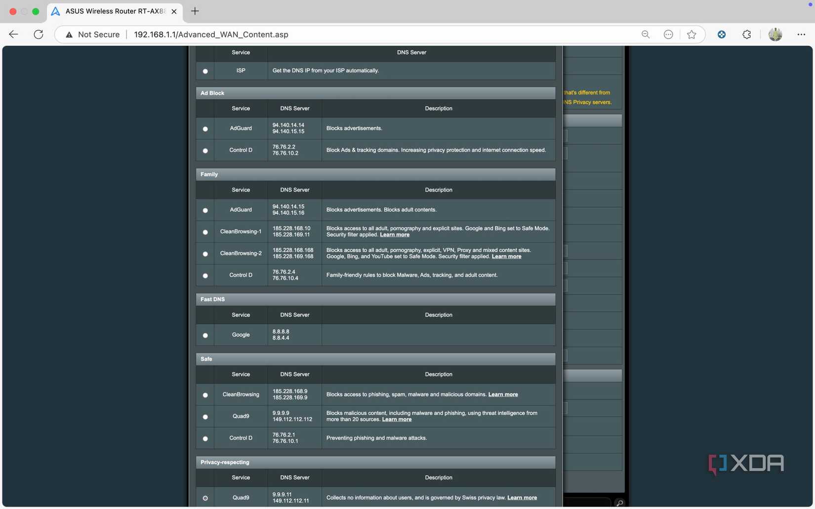 DNS option for external clients on the router