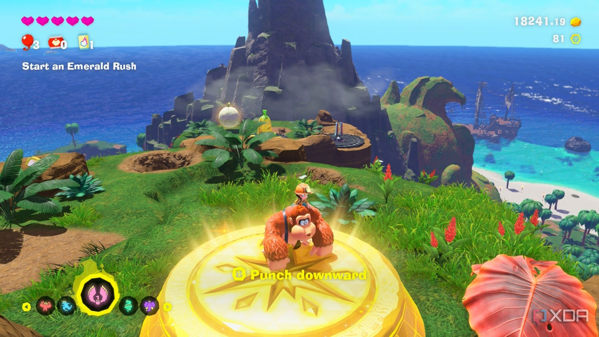 A screenshot of gameplay from Donkey Kong Bananza DK Island DLC