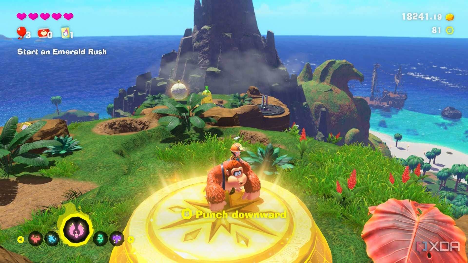 A screenshot of gameplay from Donkey Kong Bananza DK Island DLC