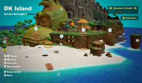 A screenshot of the map of DK Island from Donkey Kong Bananza DK Island DLC