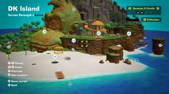 A screenshot of the map of DK Island from Donkey Kong Bananza DK Island DLC
