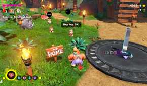 A screenshot of DK meeting up with his friends in the Donkey Kong Bananza DK Island DLC