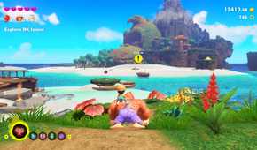 A screenshot of Donkey Kong looking out to DK Island in Donkey Kong Bananza DK Island DLC