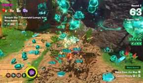 A screenshot of Emerald Rush gameplay from Donkey Kong Bananza DK Island DLC