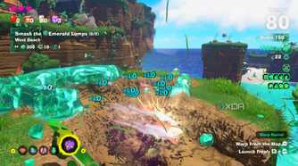 A screenshot of Emerald Rush gameplay from Donkey Kong Bananza DK Island DLC