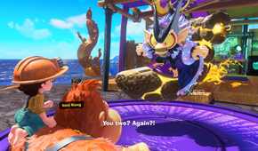 A screenshot of DK talking to Void Kong in the Donkey Kong Bananza DK Island DLC