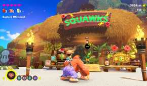 A screenshot of Squawk's store in the Donkey Kong Bananza DK Island DLC