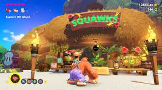A screenshot of Squawk's store in the Donkey Kong Bananza DK Island DLC